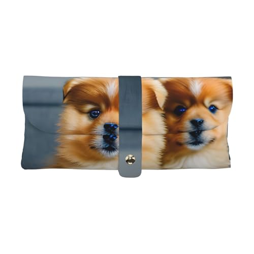 Materiali eccellenti: realizzata in pelle PU Napa Nepal ispessita di alta qualità, questa custodia per occhiali con stampa di cuccioli di Pomerania e punti offre durata e una sensazione di lusso