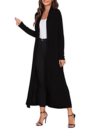 Bluetime Women Floor Length Open Front Cardigan Lightweight Long Sleeve Maxi Duster with Pockets (S-3XL)3