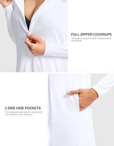 SANTINY Women's UPF50+ Swim Cover Up Sun Protection Hoodie Long UV Jacket SPF Lightweight Swimsuit Beach Cover Ups for Women4