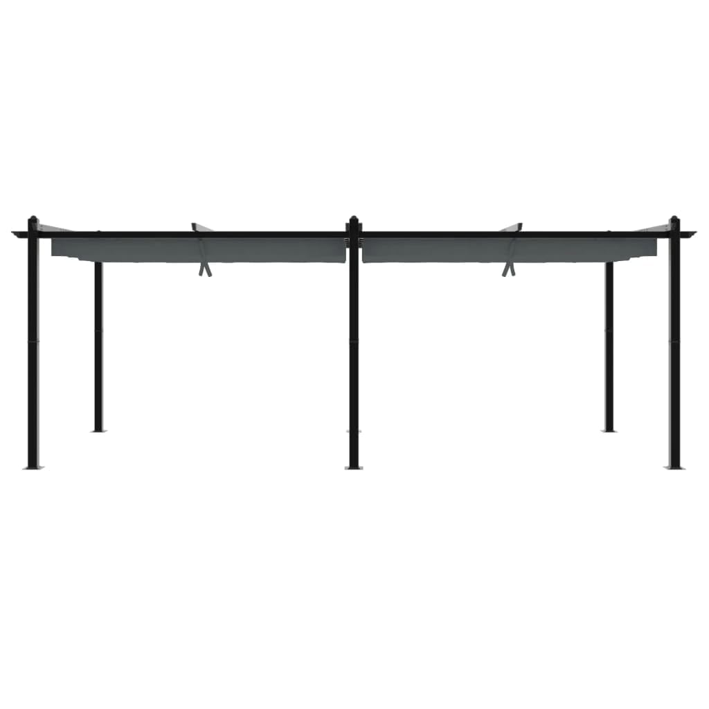 Pergola en aluminium - 3 x 6 m - Avec toit rétractable - Anthracite - Structure stable pour auvent de terrasse - Toit solaire en polyester imperméable avec revêtement PA - Idéal pour le jardin