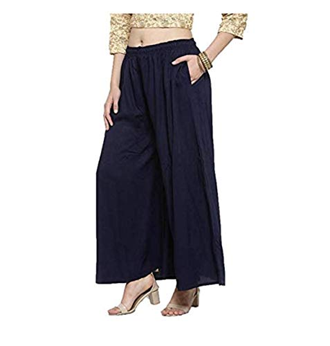 Image of TNQ Full Flared Cotton Palazzo Pants || Gold Print Printed Sharara Garara || Ethnic Or Casual Wear