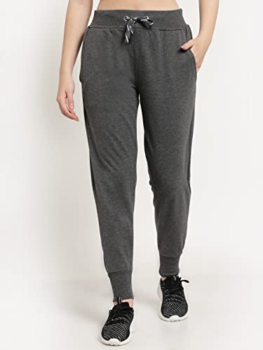 Image of UZARUS Women's Cotton Regular Fit Joggers Track Pants with Zippered Pocket