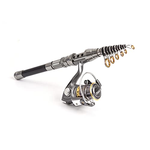 Angelrute Meer Angelrad Teleskopstange Rolle Combos Tragbare 2.1m Glasfaser Angelkolben Silber 2 Stücke – Bild 4