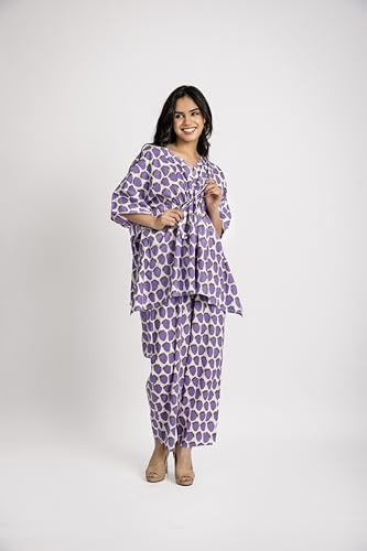 Image of Cotton Floral Printed 2 Piece Night Suit Top & Pajama Set for Women & Girls