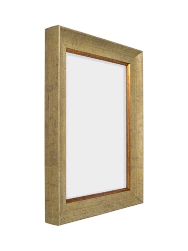 Image of GOLDEN PEACOCK 6x8 Inch Photo Frame - Antique Gold & Beige Finish | Vintage Decorative Tabletop & Wall Hanging Picture Frame for Home Decor & Gifting