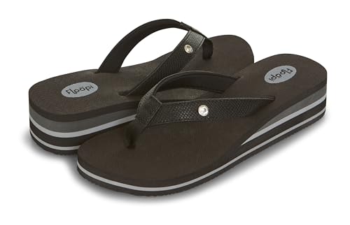 Image of Floopi High Heel Wedge Sandals for Women-Comfort Yoga Mat Footbed for Support, Flip Flop Thong Platforms for Summer