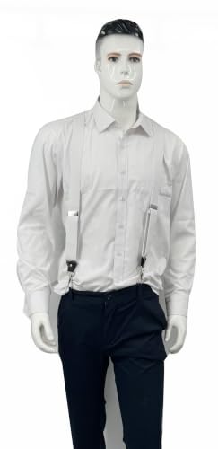 Image of Mens Suspenders with 3 Swivel Hooks Belt Loops 1.4 Inch Wide Heavy Duty Adjustable Braces
