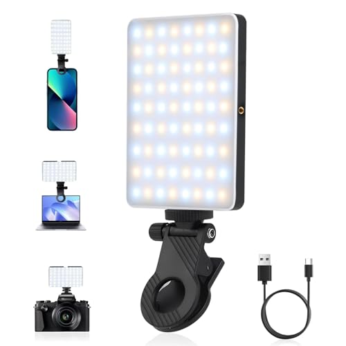 Ring Light Professionnel Téléphone – Lumière Téléphone Selfie LED Rechargeable 2000mAh, Lampe Photo avec Clip, 3 Modes & Luminosité Réglable, Ring...