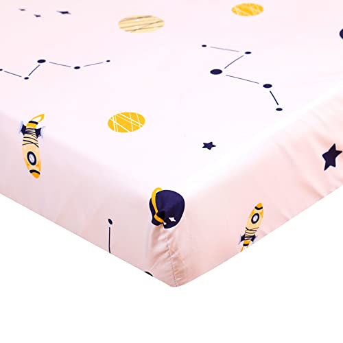 Baby Bees 3 Pieces Space Crib Bedding Sets For Boys And Girls | Baby Bedding Set Of Crib Fitted Sheet, Quilt For Standard Size Crib #TOP6