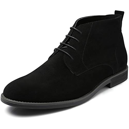 ZRIANG Mens Suede Chukka Ankle Boot 4-Eyes Lace-up (9.5 M US, Black1)