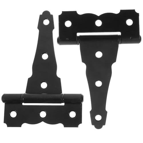 Homoyoyo Bisagras para Puertas de Cobertizo de 4 Pulgadas Bisagras Forma de T de Alta Resistencia Acabado Mate Negro para Puertas Exteriores y Graneros Kit de 2 Piezas