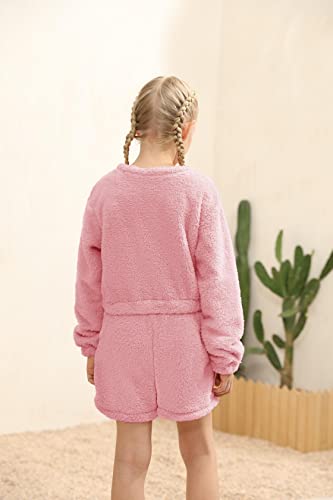 Image of Mafulus Girls Pants Sets Two Pieces Kids Comfy Lightweight Long Sleeve Fleece Sets with Pockets