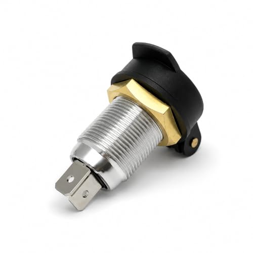 Image of Cliff Top Alloy Female DIN Motorcycle Socket Compatible with Hella Powerlet | 16A 12-24V DC, female DIN socket, 18mm panel mount, alloy body, brass ring, spring contacts, spring weather cap