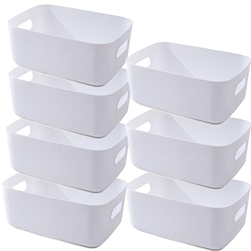 NCRGB Panier de Rangement Blanc 20x14x7cm, Bac Plastique pour Salle de Bain et Cuisine, Coloré Épaissie et Durable