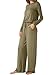 LAINAB Women's O Neck Loose Wide Legs Casual Jumpsuits with Pockets