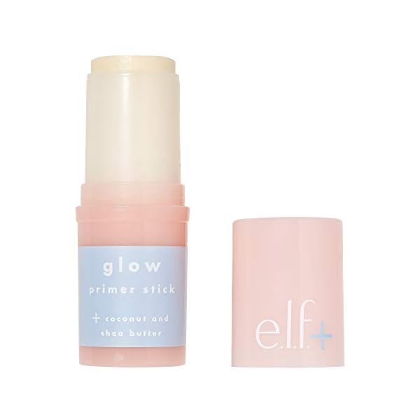 e.l.f. ELF+ Glow Primer Stick, Infused with Coconut Oil & Shea Butter, Hydrating Makeup Base, Gold Spec Finish