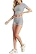 IWOLLENCE Lounge Set Damen Loungewear Sommer Zweiteiler Hausanzug Kurzarm Oberteil mit Breitem Elastischem Hosenbund und Shorts Sport Set (Hell Grau, M)