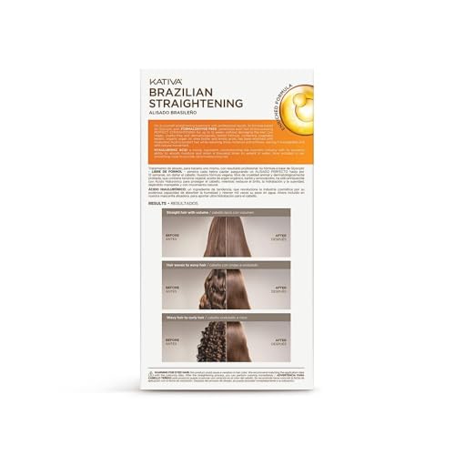 Kativa Brazilian Straightening Kit, 12 Weeks of Home Use Professional Straightening, with Organic Argan Oil, Shea Butter, Keratin & Amino Acids, for Straighter, Softer and Shinier Hair, All Hair Types – Pack of 2