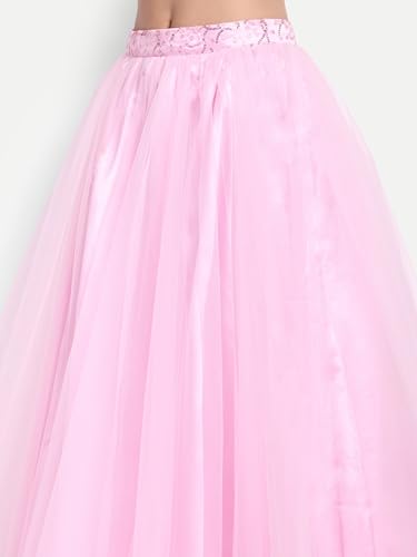 Image of TILISM Women's and Girls Solid Satin Long Skirt