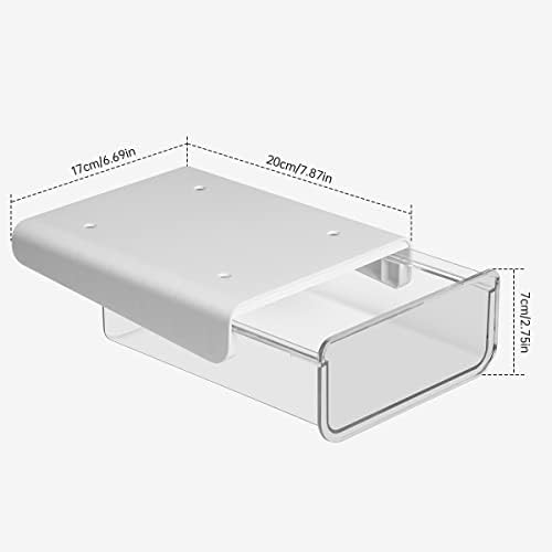 JIZIYRUO 2 Pcs Under Desk Drawers, Self-adhesive Hanging Pencil Drawer, Self-Adhesive Pop-up Hidden Under Desk Storage Box Desktop Organizer Drawer Tray for Home and Office (Medium, White)