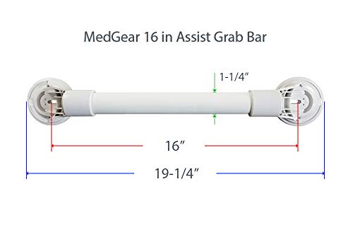 16 In Medgear Wall-Mount Bath Assisting Grab Bar, White & Includes Clip-On Shower Head Holder #TOP7