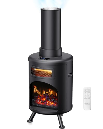 DR. INFRARED HEATER DR-991 Portable Electric Fireplace Space Heater w/Humidifier & Remote, Infrared Heat, 3D Flame Effect, Timer, Quiet, 1500W, ETL Listed, Freestanding, LED Display