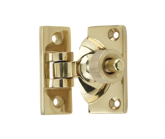 Kooples Hardware Brighton Fasteners Traditional Sash Window Lock Solid Brass Security Catch with Screws – Heritage Style Window Fitting (Polished Brass)