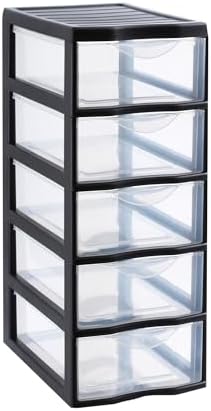 Sundis Plastic Drawers Storage Unit, Black, A4