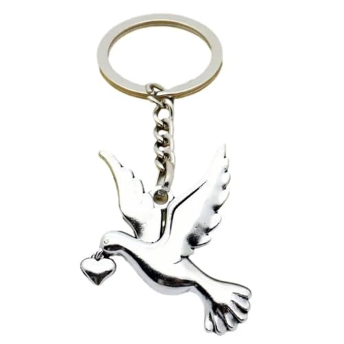 Porte-clés symbole de paix pigeon bijou méditation