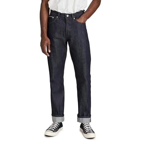 Naked & Famous Men's True Guy Indigo Selvedge Jeans, Indigo, Blue, 33 Cover