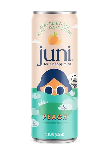 Juni Sparkling Adaptogen Drink Peach Zero Sugar Mood & Focus 12 Fl Oz