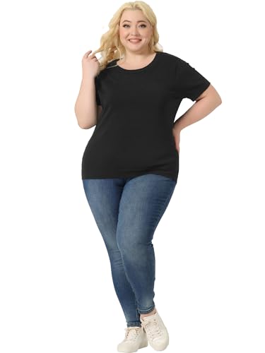 Image of Agnes Orinda Plus Size Women's Pullover Sweaters Soft Tops, Short Sleeves