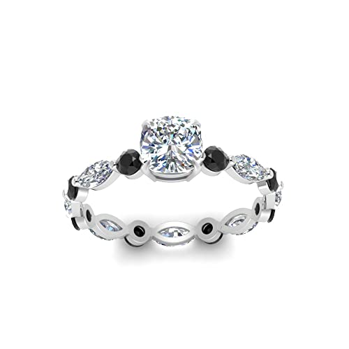 Choose Your Gemstone Marquise and Round Eternity Ring Sterling Silver Cushion Shape Side Stone Engagement Rings Lightweight Office Wear Everyday Gift Jewelry US Size 4 to 12