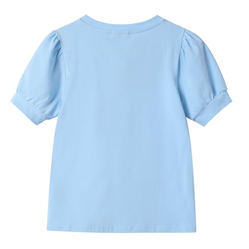 Image of Girls' Puff Sleeve Cotton T-Shirt Cute Summer Tops for Girls