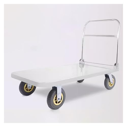 uhyOHF Heavy Duty Steel Platform Cart on Wheels Folding Utility Trolley for Handbags Multi Purpose Flatbed Cart for Easy Transport and Storage Ideal for Home & Warehou,Silver-70x50x90cm