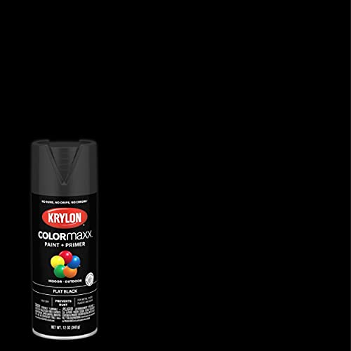 Image of Krylon K05546007 COLORmaxx Spray Paint and Primer for Indoor /Outdoor Use, Flat Black, 12 Ounce (Pack of 2)