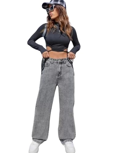 Image of Glossia Denim Baggy Jeans for Women | Stretchable High Waist Straight Fit Jeans for Women | High Rise Stretch Denim | Loose Fit Plus Size Denim (Sizes - 24 to 44) WJ11-1205-$