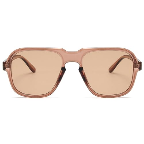 Square Women Retro Pilot Sunglasses Ocean Gradient Lens Shades UV400 Men Fashion Trending Leopard Champagne Sun Glasses