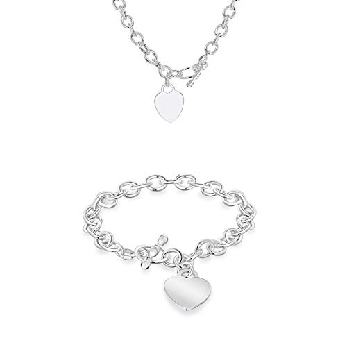 Preisvergleich Produktbild Tuscany Silver Set Armband und Halskette Sterling Silber Oval Herz