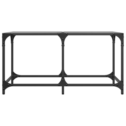 Table basse avec plateau en verre durable et structure en acier noir résistante - 5