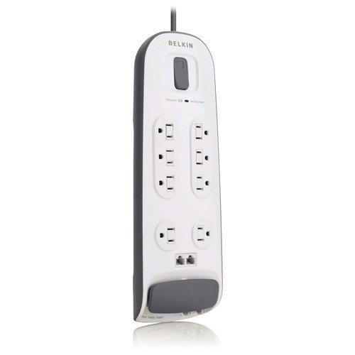 Belkin BV108200-06 8-outlet Surge Protector with 6 ft Power Cord with Telephone Protection - Surge suppressor - 1.875 kW - 8 output connector(s)