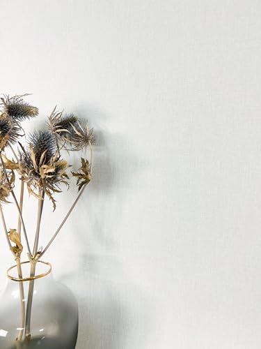 NEWROOM Papel pintado Gris Color Liso Tejido no Tejido - Moderno Gris Claro Estructura Look de lino Color Liso