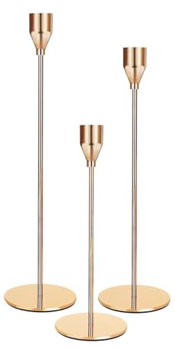 Juego de 6 candelabros de metal dorado, candelabros altos, elegantes y lujosos, decoración vintage, ideales para fiestas, bodas, decoraciones de mesa, decoración del hogar, color dorado