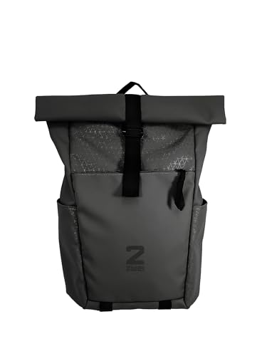 Zwei® Unisex Rucksack JONA JOR350 – Laptop-Rucksack 15 mit Rolltop, Seiteneingriff, Volumenerweiterung, gepolstertem Rücken & Gurten – wasserabweisend & robust für Alltag, Uni & Reisen (black)