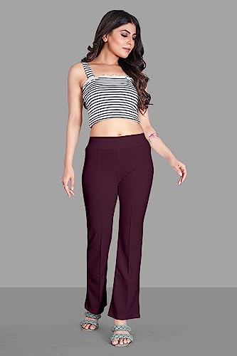 Image of Women's High Waist Bell Bottom Trouser, Elastic Flared Bootcut Pants