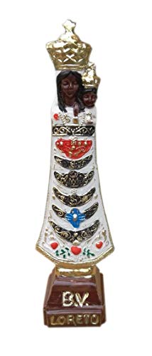Estatua blanca de Nuestra Señora de Loreto pintada a mano miniatura 1