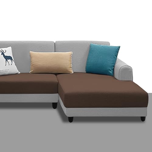 Image of Kraven RHS 4 Seater L Shape Sofa Set for Living Room (Brown Grey Fabric) Premium Fabric Sofa