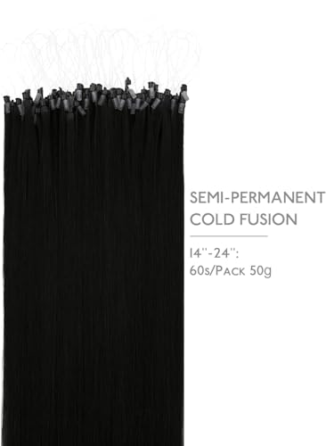 Image of WENNALlFE T Lock Tip Hair Extensions Human Hair, 50g 60s 20 Inch Jet Black Remy Hair Microlink Hair Extensions Real Human Hair Seamless Micro Loop Soft Reusable Micro Bead Extensiones De Cabello