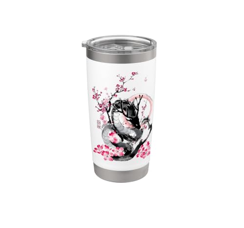 Japonais Esthétique Dragon Tokyo Japon Manga Anime Asiatique 80's Gobelet isotherme en acier inoxydable double paroi