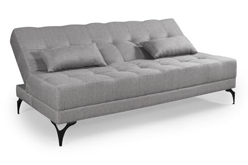 Sofá Cama Solteiro Nevada Reclinavel Revestimento Linho Pes em Ferro (CINZA)